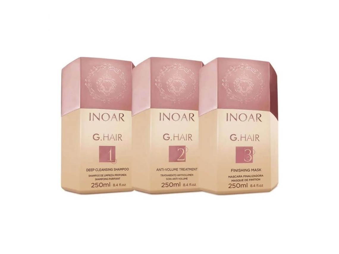 Pack Inoar G-hair Alisado Brasileño Con Queratina 3x250ml