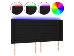 Maison Exclusive - Cabecero Con Led De Tela Negro 203x16x118/128 Cm
