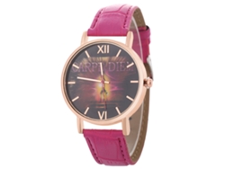 Reloj De Pulsera Unisex Zhoulianfa De Cuarzo Con Correa De Cuero Sintético Y Esfera Redonda (rosa Y Rojo).