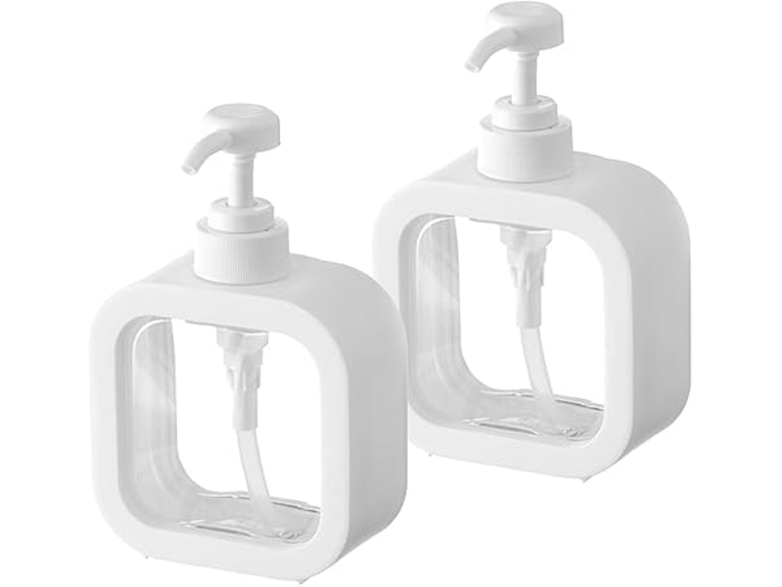 Juego De 2 Envases Transparentes Para Gel De Ducha (dispensador Incluido), 300 Ml, Para Baño, Limpieza Eficaz, Excelente Durabilidad.