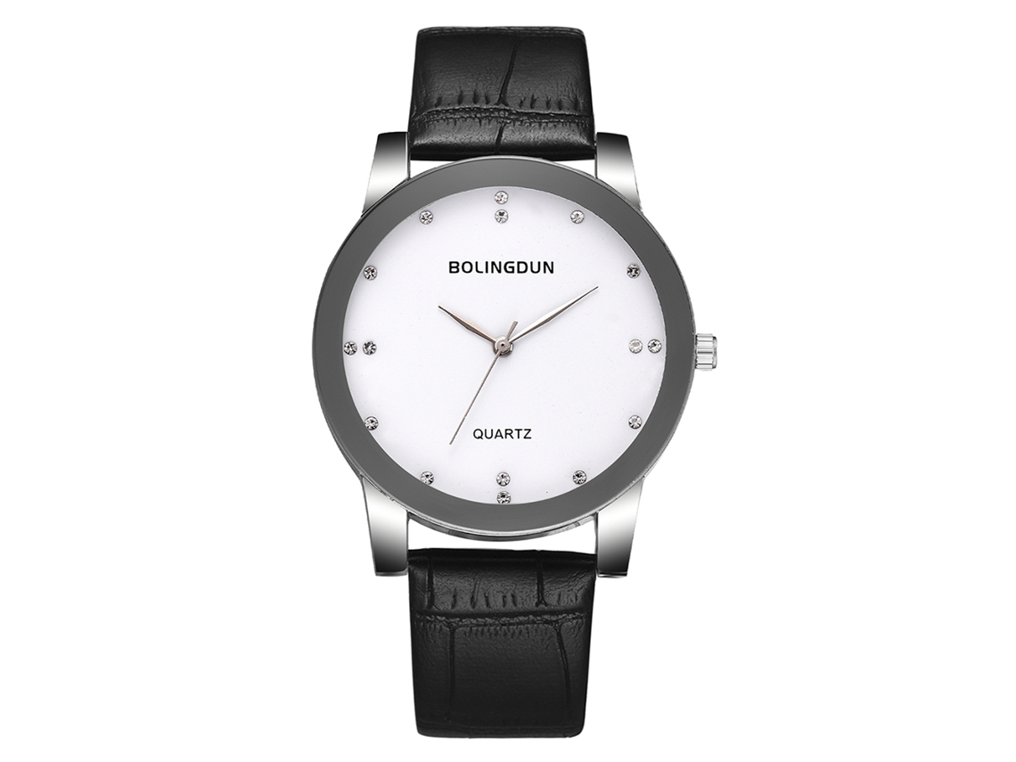 Reloj De Cuarzo Para Negocios Con Diamantes De Imitación Y Correa De Cuero Sintético Para Hombre Y Mujer T227-a Blanco L