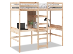 Cama Alta Sin Colchón 75x190 Cm Pino Macizo Dkd Home Decor