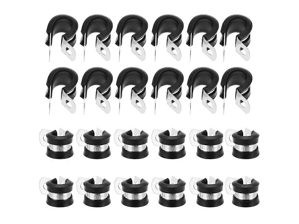 24 Abrazaderas De Acero Inoxidable 304 Con Recubrimiento De Caucho Para Tuberías Cables Y Mangueras 10mm