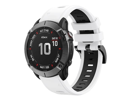 Correa para Garmin Fenix 6 Pro GPS 22 mm Correa de reloj deportiva de silicona bicolor blanco-negro VENISYMLIS
