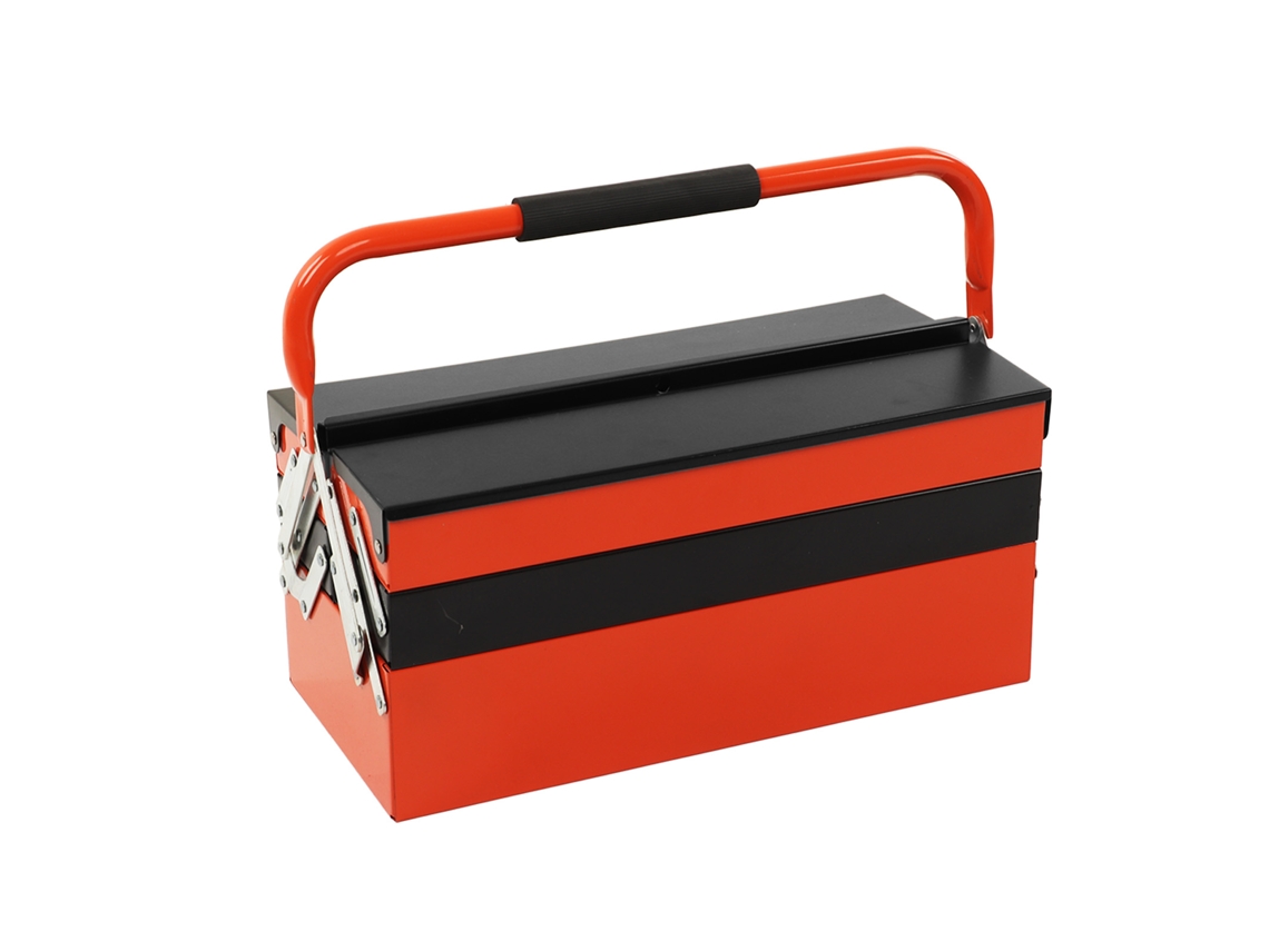 Caja de herramientas portátil plegable multifuncional con 5 capas de bandejas y 3 capas de metal.