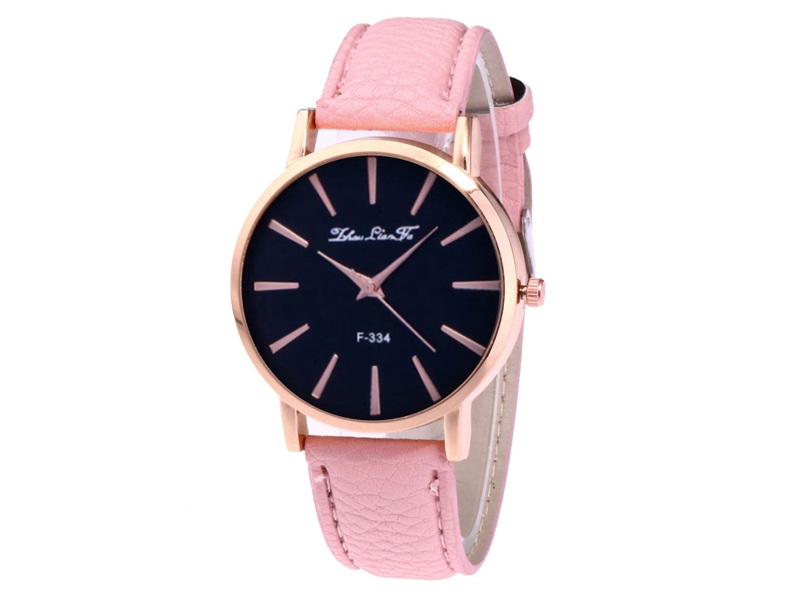 Reloj De Pulsera De Cuarzo Para Mujer Con Correa De Piel Sintética, Estilo Rosa Sencillo.