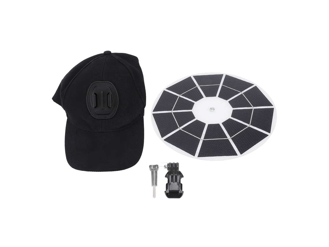 Panel solar redondo de 20 W con gorra de béisbol, regulador USB dual de 5 V, carga rápida, portátil, para acampar al aire libre.