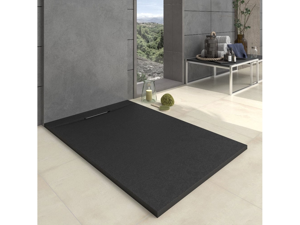Plato De Ducha Resina Vortex Negro 80x150 Cm