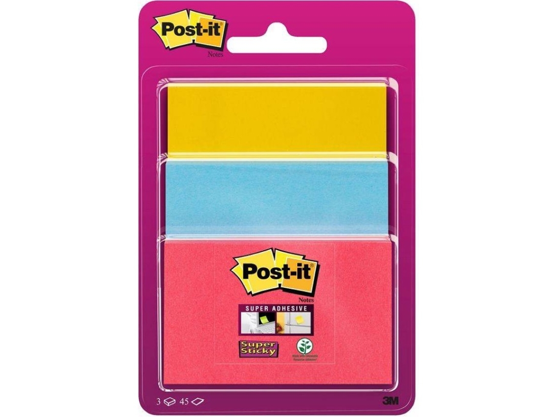 Pack de 3 Blocs de Notas Adhesivas POST-IT 340506 (Multicolor - 45 Hojas)