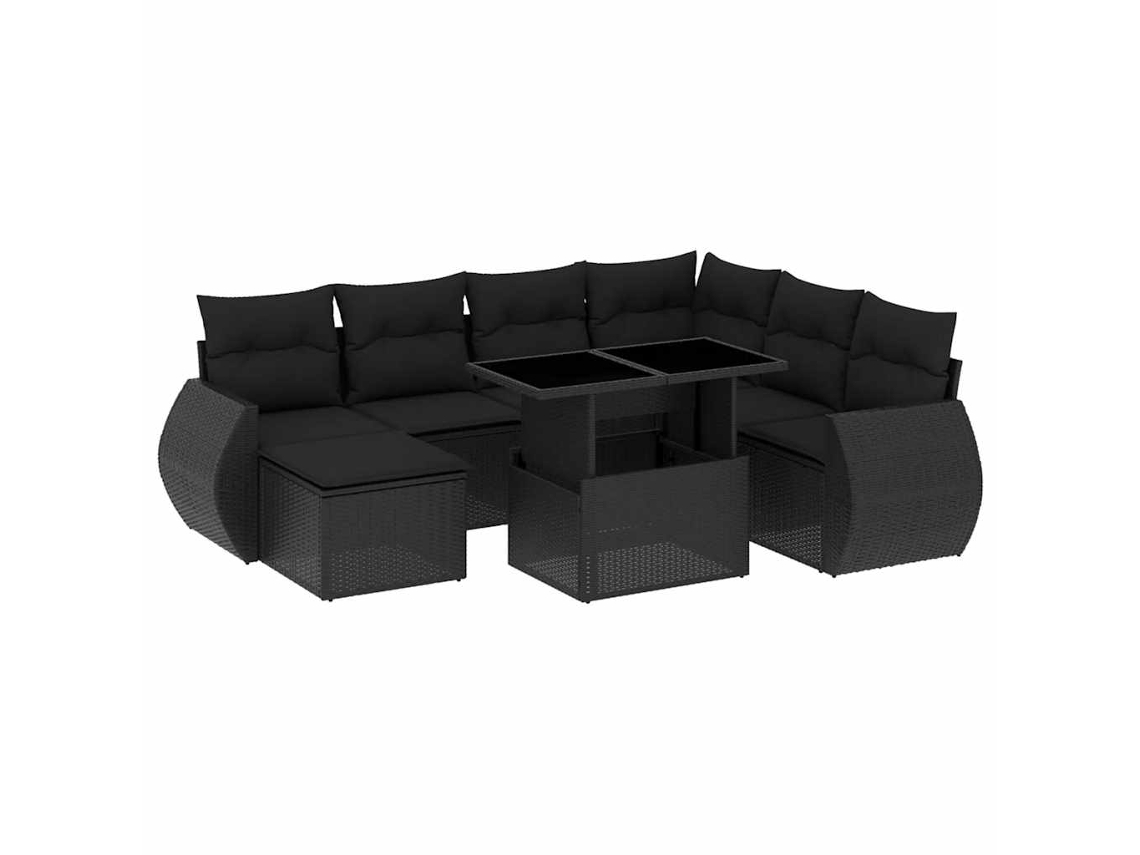 Maison Exclusive - Set De Sofás De Jardín 8 Piezas Y Cojines Ratán Sintético Negro