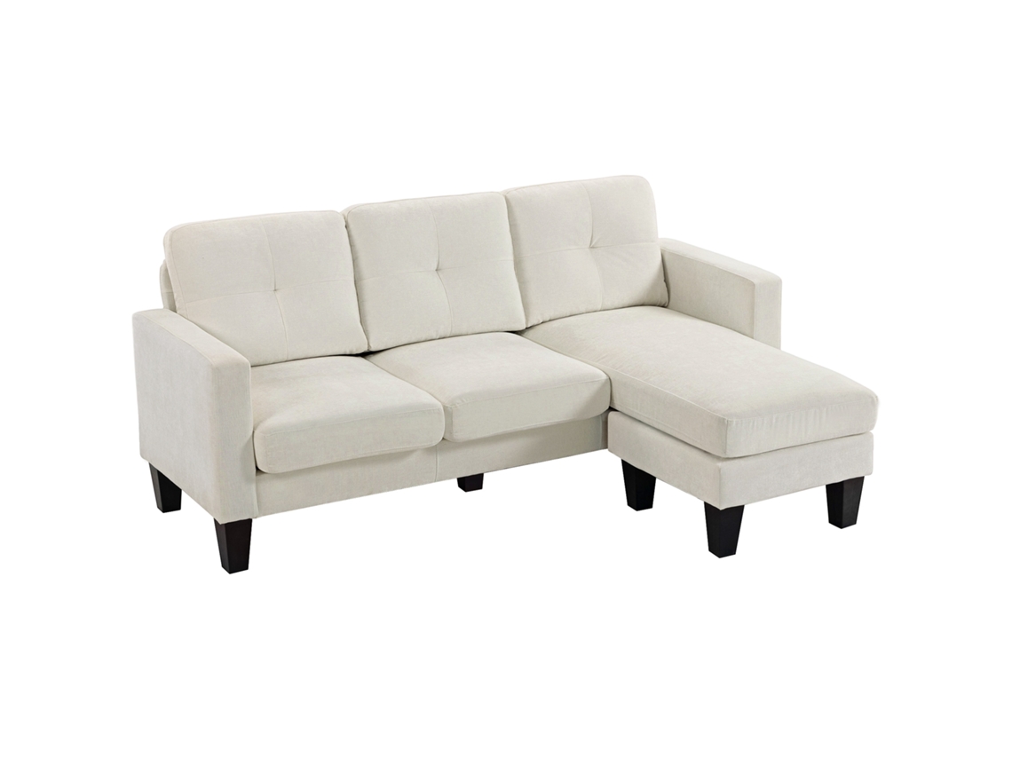 Chaise Longue Reversible De Chenilla, 186x130x84 Cm, Color Crema.