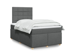 Cama Box Spring Con Colchón Tela Gris Oscuro 120x200 Cm