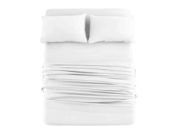Juego De Sábanas De Algodón Tejidas 4 Piezas Suaves Y Transpirables Con Bolsillos Profundos 145 Gsm Blanco