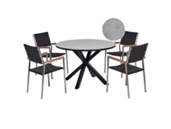 Juego de comida para 4 BELIANI Maletto/grosseto en Aluminio, Ratan sintético gris 120x120x75