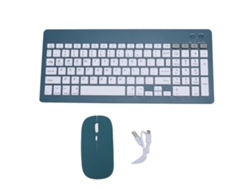 Conjunto Teclado E Mouse Sem Fio Bluetooth Recarregável 4 Canais Modos Duplos Verde Escuro
