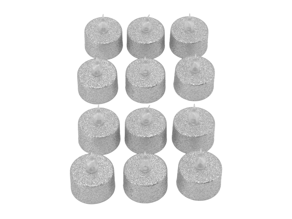 Yncm2026-velas Led Sin Llama Operadas Por Batería Velas De Té Electrónicas Decorativas Para Navidad Boda 12pcs Plata
