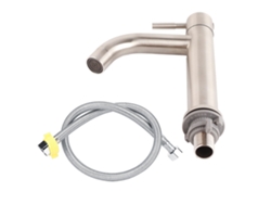 Grifo individual de agua fría de acero inoxidable cepillado para lavabo de baño plateado