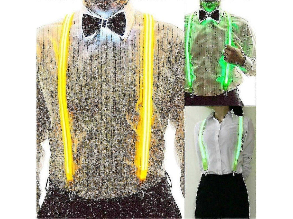 Tirantes Y Pajarita Led Para Hombre: Ideales Para Festivales, Fiestas De Disfraces Y Espectáculos Musicales Con Luces.
