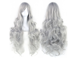 Peluca larga y rizada para cosplay de personajes de anime, 80cm (gris) Gertiz