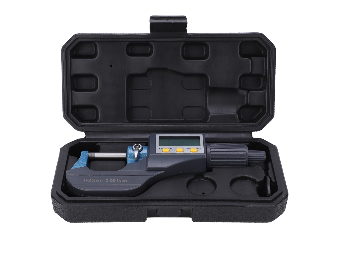 Medidor Digital De Espesor De Pared Con Micrómetro Lcd, Trinquete Ajustable Y Precisión De 0,001 Mm (0-25 Mm).