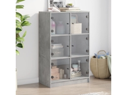 Aparador Alto Con Puertas Madera Gris Hormigón 68x37x109 Cm