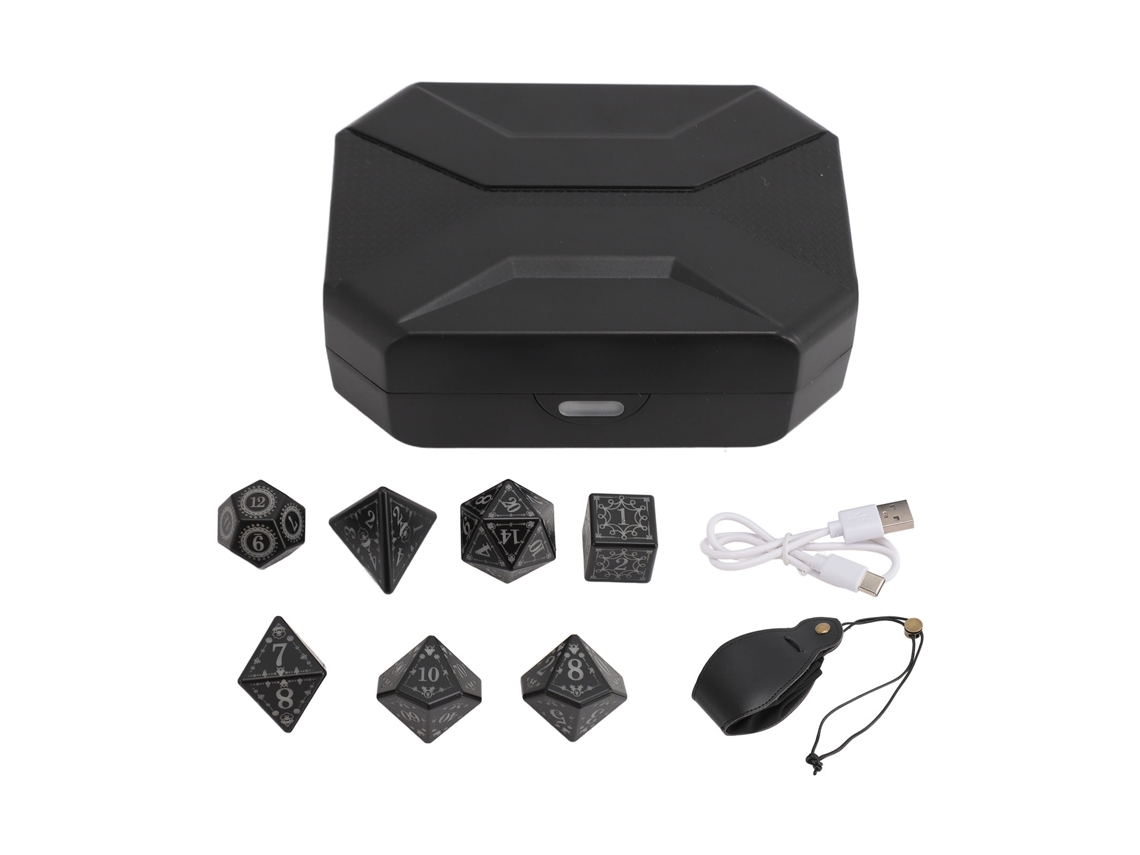 Juego De 7 Dados Led Con Estuche De Carga Para Juegos De Rol De Mesa: Brillantes Y Recargables.