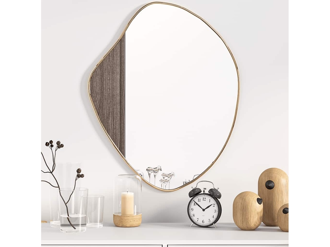 Espejo de pared dorado de 60 x 50 cm, DKD HOME DECOR