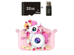 Cámara infantil Digitallab Cute Pony, 1080p HD, cámara dual, 32 g, rosa