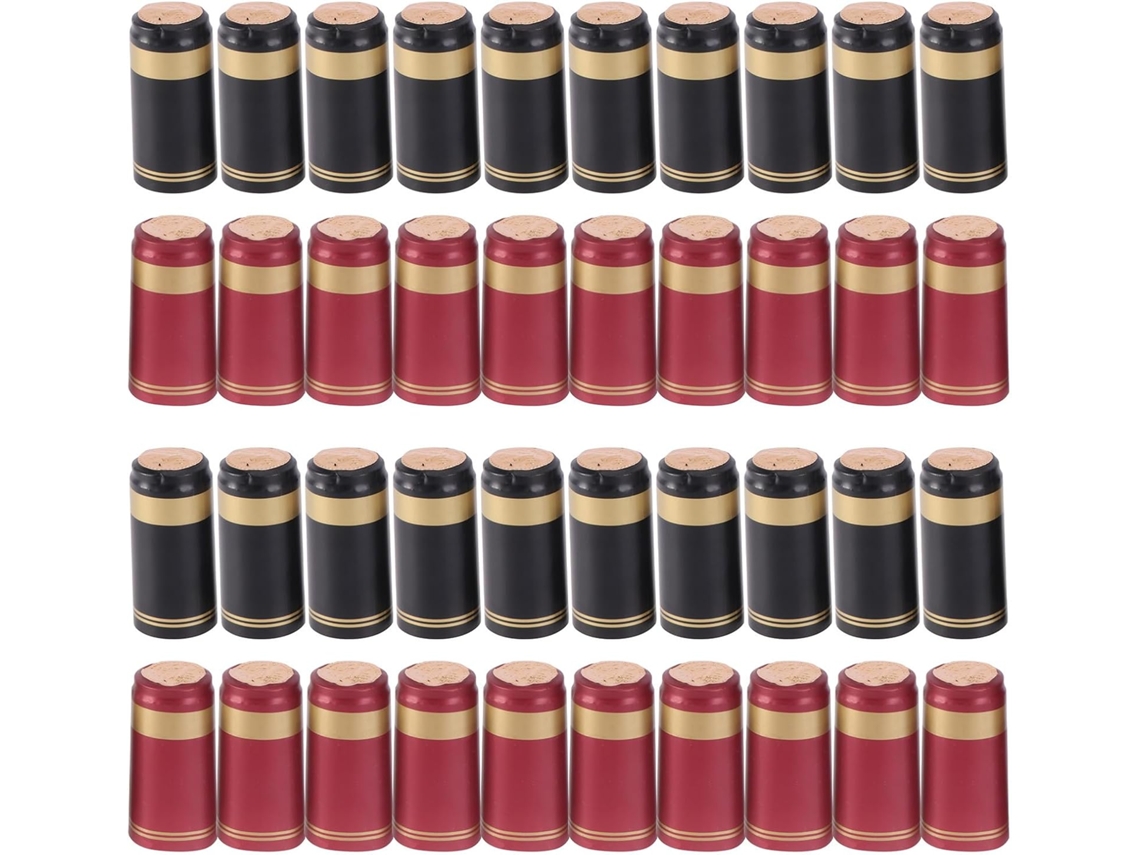 100 Cápsulas Termorretráctiles De Pvc, Borde De Película Termorretráctil Rojo Y Negro