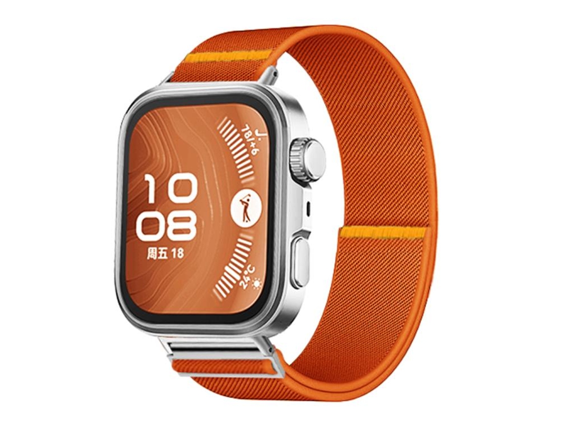 Pulsera para Huawei Watch Fit 3 / Fit 4 / Fit 4 Pro - Nylon elástico ajustable - Una correa naranja