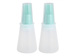 2 cepillos de silicona para botellas de aceite de barbacoa para cocina, color verde