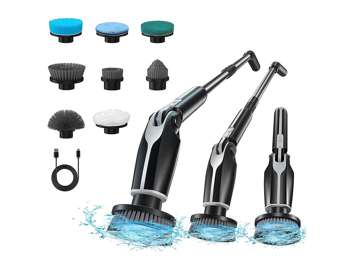 Cepillo De Dientes Eléctrico Giratorio 9 En 1 Con 9 Cabezales Impermeables Ipx7 Para Baño, Cocina Y Coche.