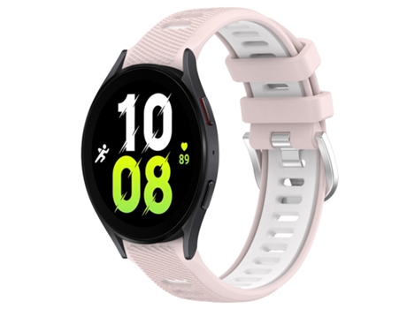 Correa de reloj inteligente para Samsung Galaxy Watch5 44 mm 20 mm Correa deportiva de silicona con hebilla de acero bicolor (rosa + blanco)