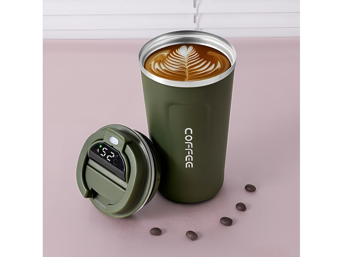 Taza térmica verde para café, botella térmica sin BPA, botella de agua para coche, 380 ml