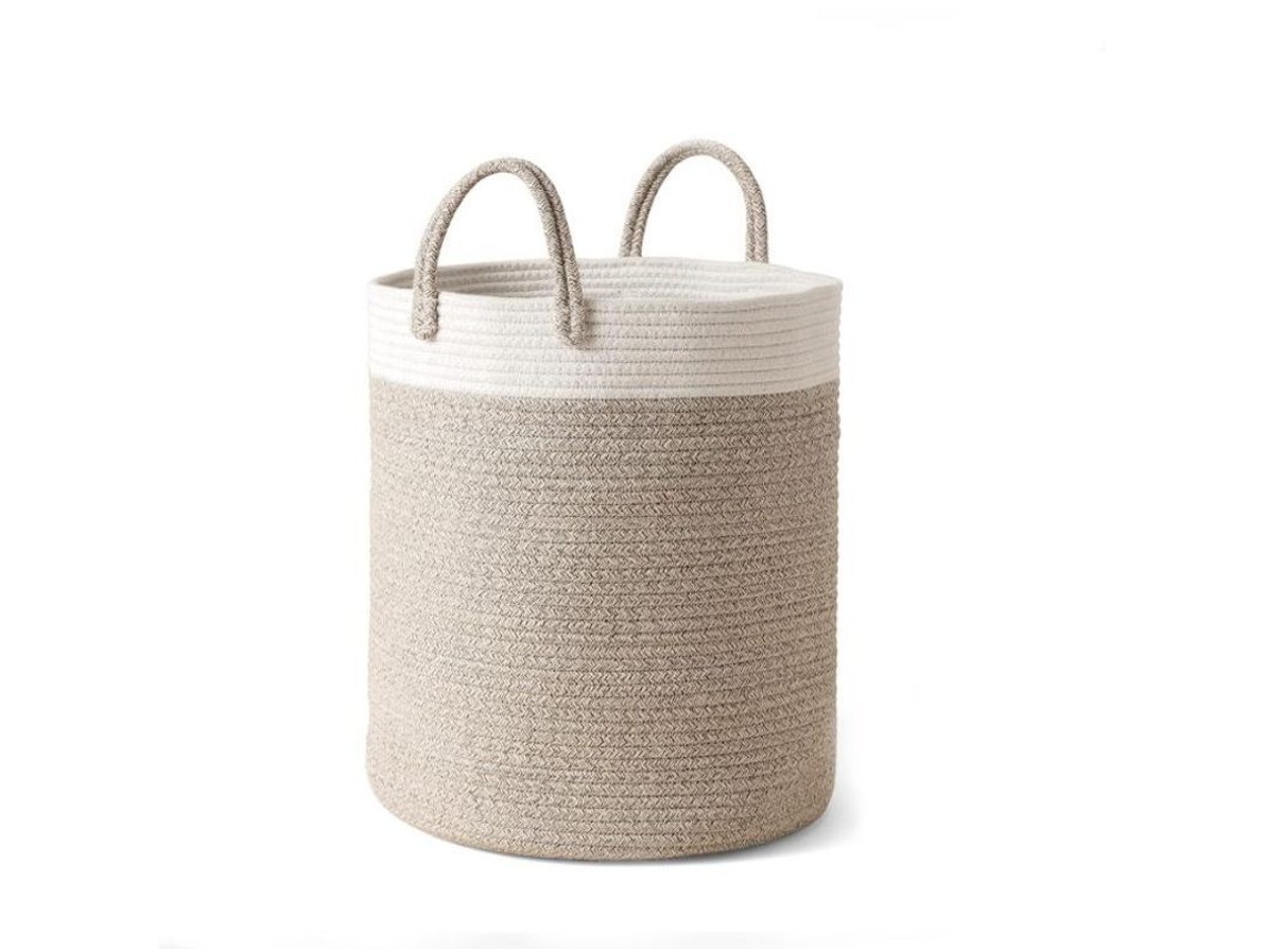 2026-cesta De Almacenamiento De Cuerda Tejida - Cesta De Algodón Alta 13x15 Pulgadas, Cesta De Lavandería Para Mantas, Juguetes, Ropa De Niños