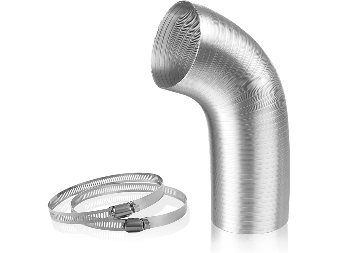 Tubo De Escape Aluminio Puro 170 Mm X 1,5 M Espesor + 2 Abrazaderas Acero Inoxidable Para Campana Extractor...