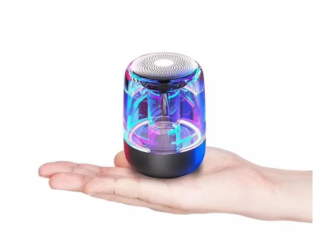 Altavoz Bluetooth transparente Altavoz inalámbrico Bluetooth 5.0 Reducción de ruido Subwoofer estéreo de alta fidelidad Negro Yemaesre