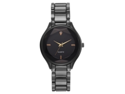 Reloj De Pulsera De Moda Para Mujer Con Brazalete De Acero Y Cristales De Cuarzo, Color Negro Informal.