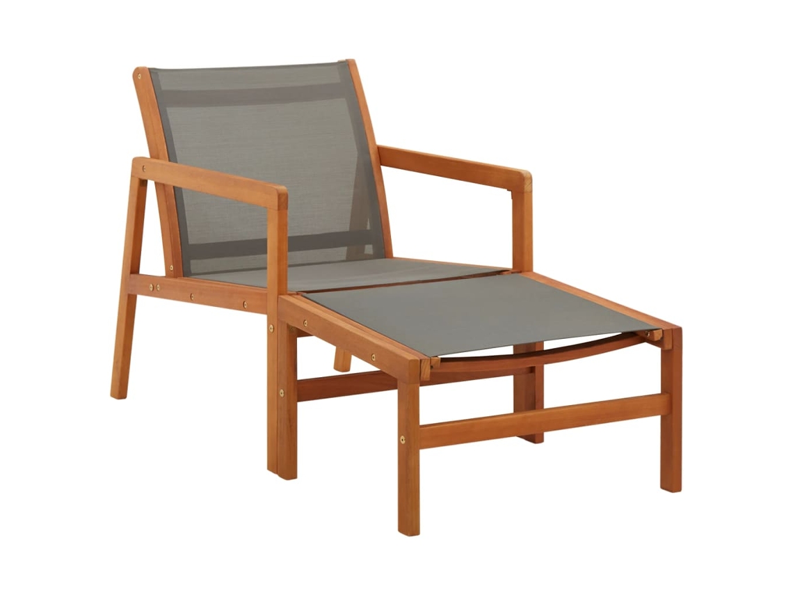 Silla de jardín con reposapiés en eucalipto macizo/textilesne gris, Dkd Home Decor