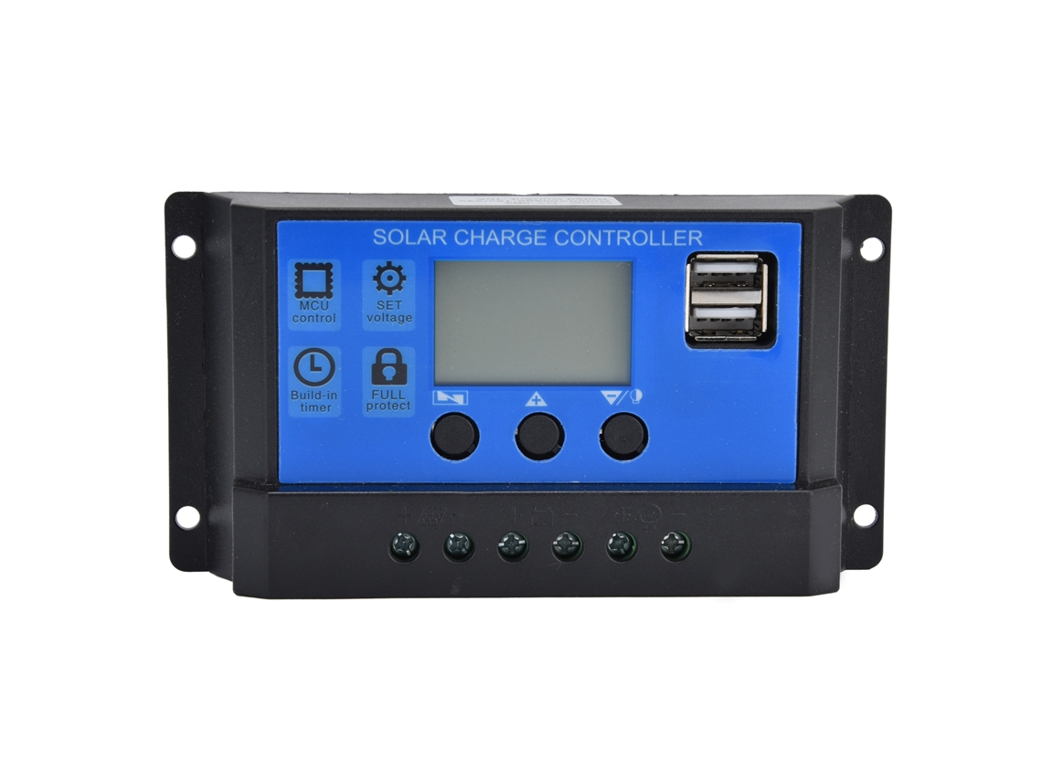 Controlador De Carga Solar Con Pantalla Lcd, Doble Puerto Usb, 12v-24v, Regulador Inteligente De 20a Para Energía Solar.