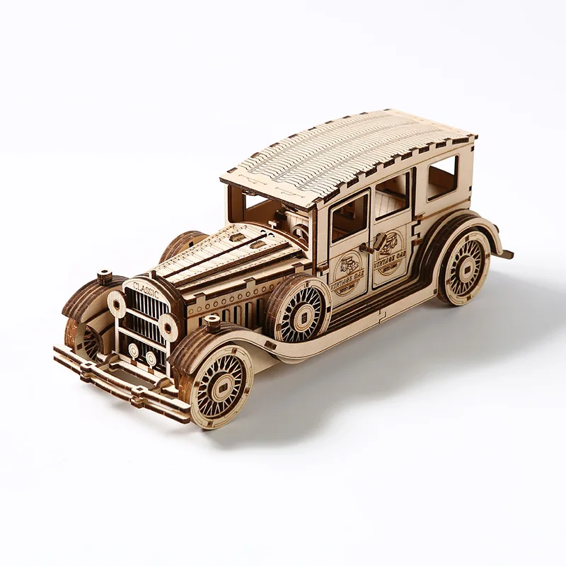 Rompecabezas De Madera 3d, Modelo De Coche Clásico Para Armar, Juguete Retro De Coche Clásico