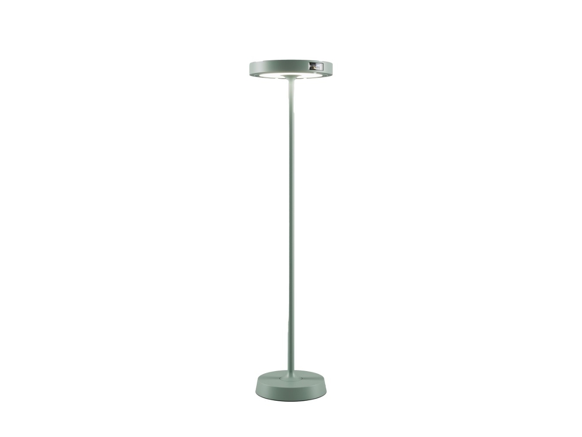 Lámpara de pie LED recargable solar Barbell Solar RF de 65 W - Lámpara de pie para exteriores, 3 alturas: 156-113-70 cm, color verde salvia.