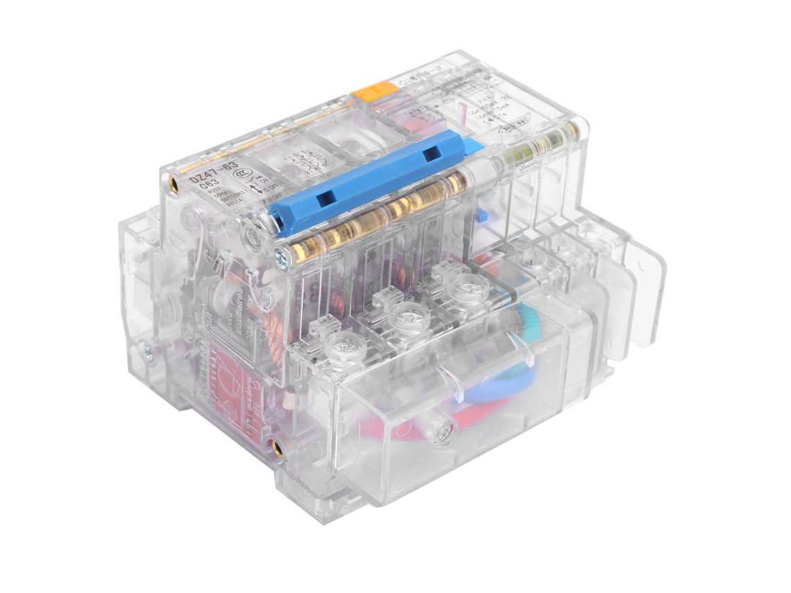 Disyuntor Miniatura Transparente Dz47le-63 C63 3p+n 6~63a Protección Eléctrica