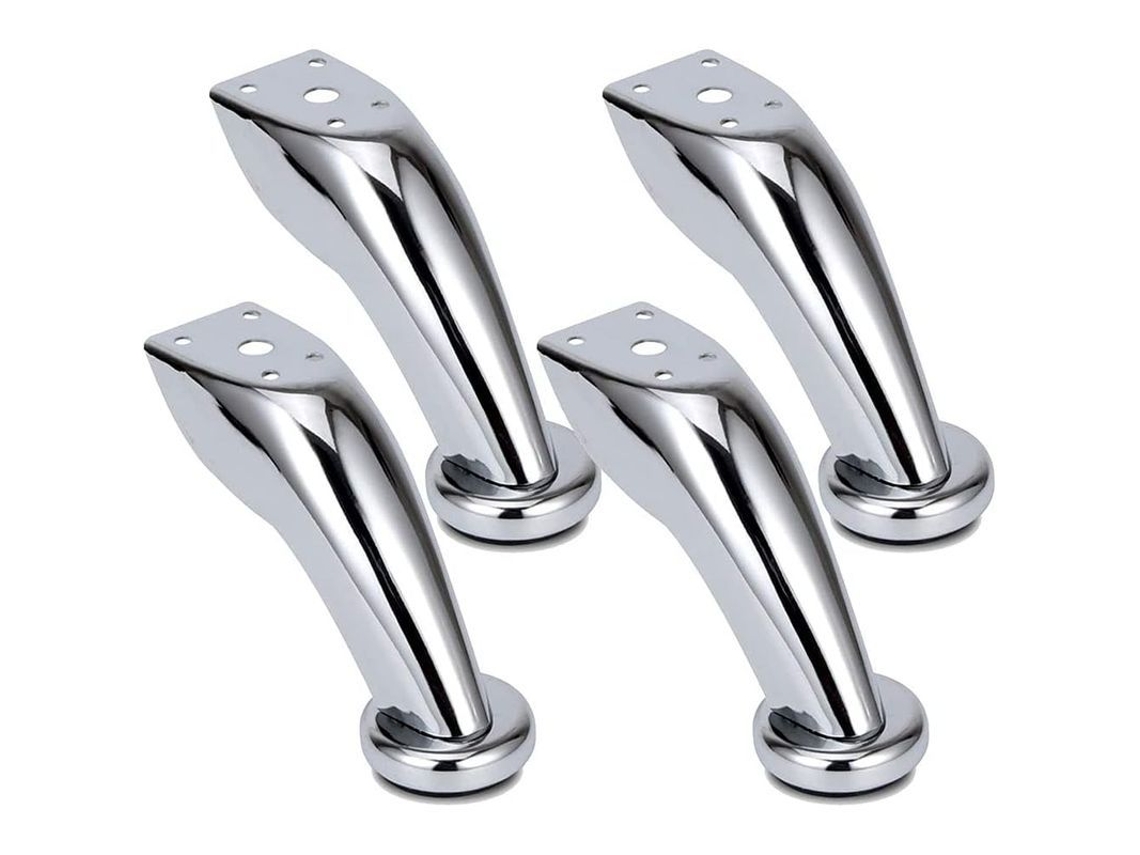 2026-4 Pies De Mueble De Acero Inoxidable, Pies De Sofá Cromados, Para Sillas, Estantes, Gabinetes, Altura 9.5cm