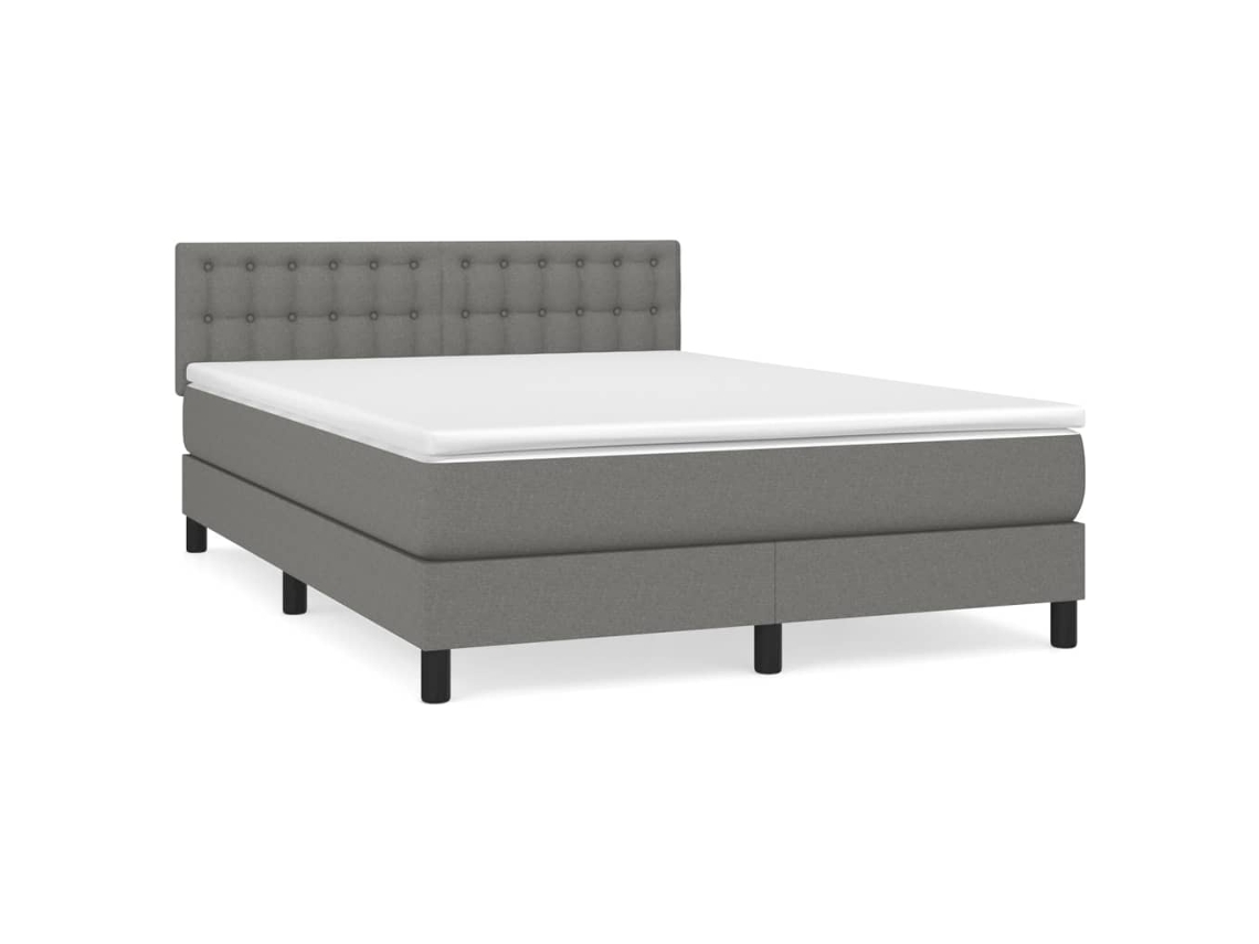 Maison Exclusive - Cama Box Spring Con Colchón Tela Gris Oscuro 140x190 Cm