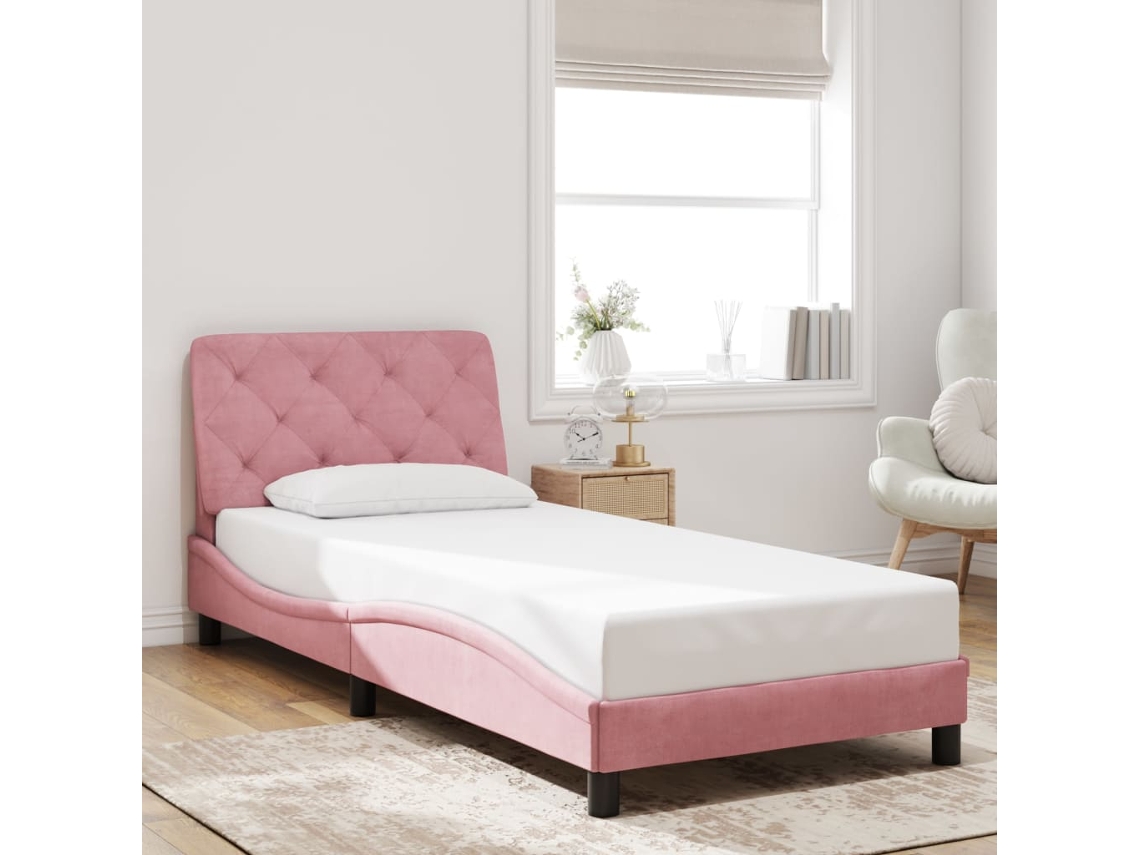 Estructura De Cama Sin Colchón Terciopelo Rosa 80x200 Cm