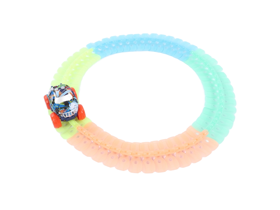 Pista De Carreras Flexible De 56 Piezas Que Brilla En La Oscuridad Para Niños.