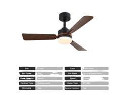 Ventilador de techo moderno con luz, control remoto, 6 velocidades, 42 pulgadas, 110-240 V OEM