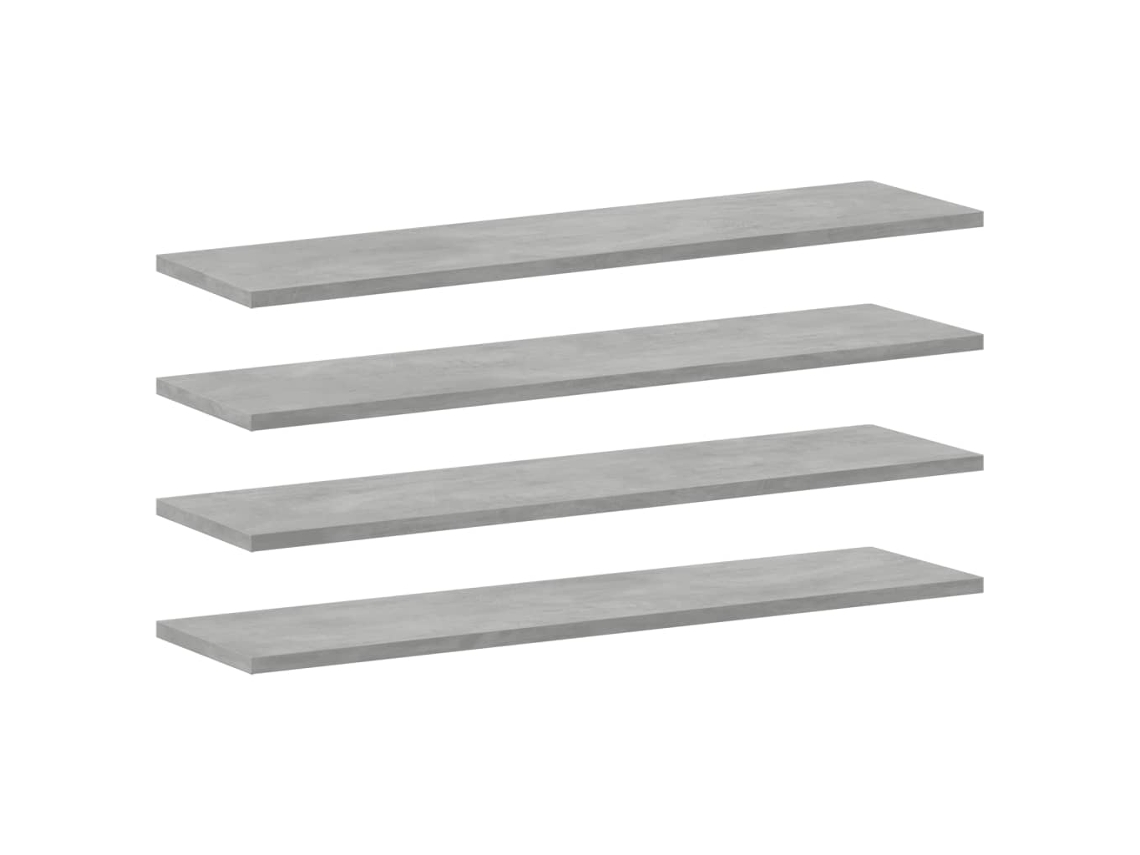 vidaXL Estantes estantería 4 uds aglomerado gris hormigón 80x20x1,5 cm