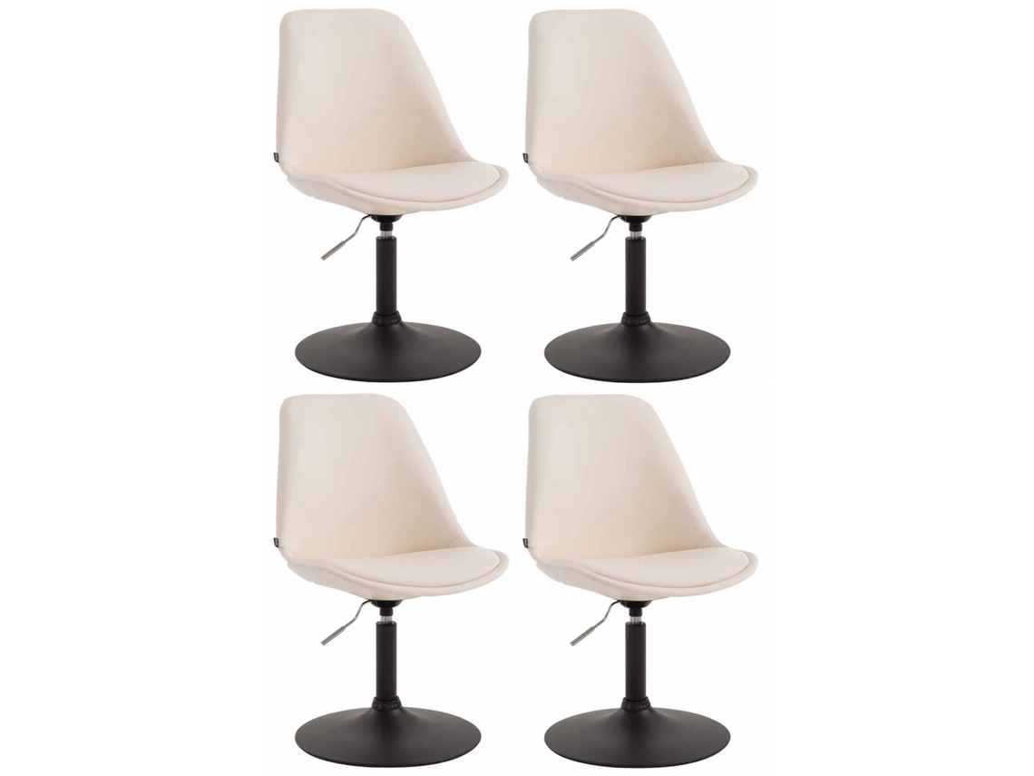 Juego de 4 sillas de comedor Maverick de piel sintética CLP color crema/negro
